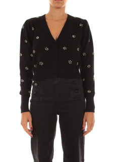 Twinset cardigan crop con castoni da donna nero