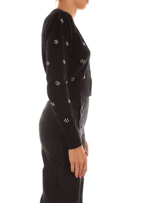 Twinset cardigan crop con castoni da donna nero