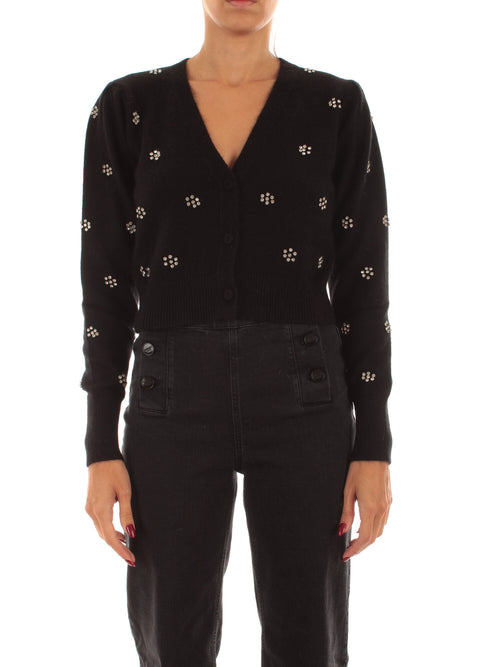 Twinset cardigan crop con castoni da donna nero