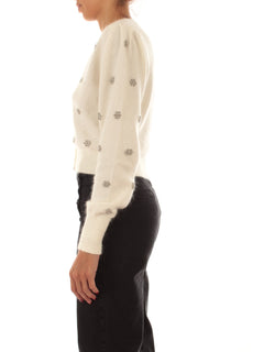 Twinset cardigan crop con castoni da donna neve