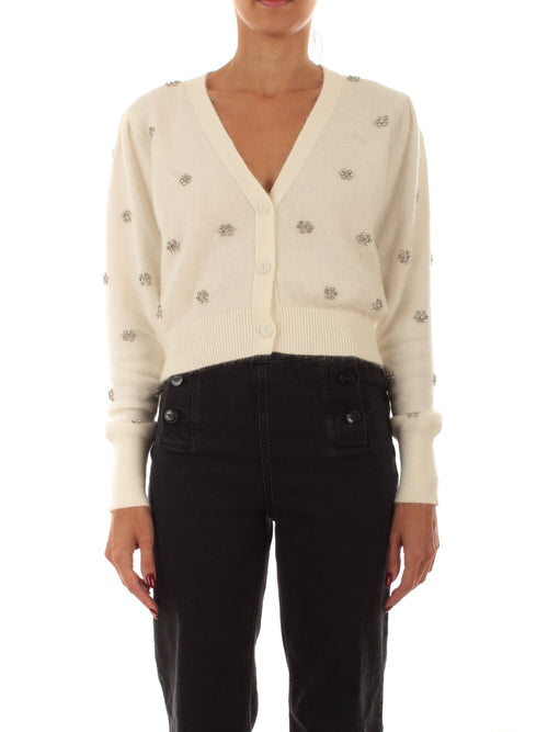 Twinset cardigan crop con castoni da donna neve