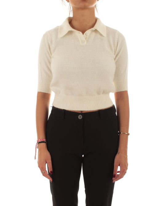 Twinset maglia a polo da donna neve