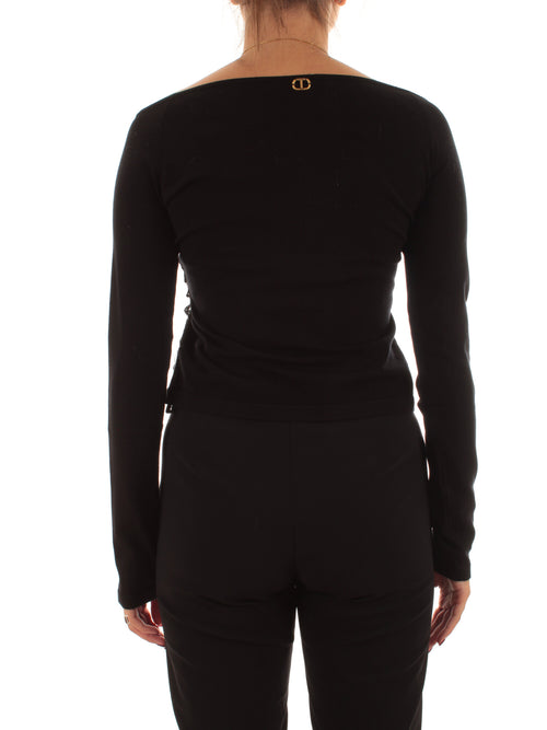 Twinset maglia con tulle da donna nero