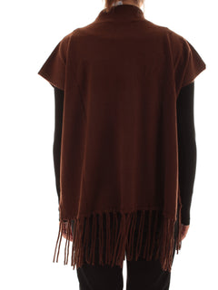 Patrizia Pepe poncho in cashmere con frange da donna earth brown