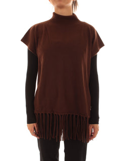 Patrizia Pepe poncho in cashmere con frange da donna earth brown