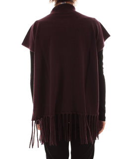 Patrizia Pepe poncho in cashmere con frange da donna purple red