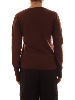 Patrizia Pepe maglia in cashmere con scollo a V da donna earth brown