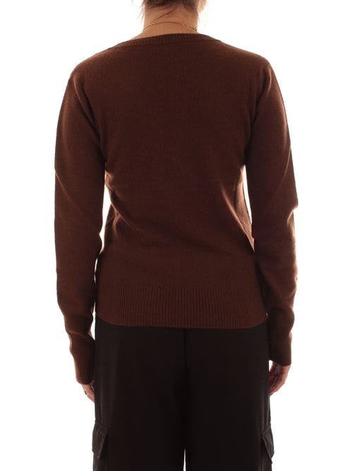 Patrizia Pepe maglia in cashmere con scollo a V da donna earth brown