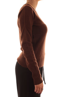 Patrizia Pepe maglia in cashmere con scollo a V da donna earth brown