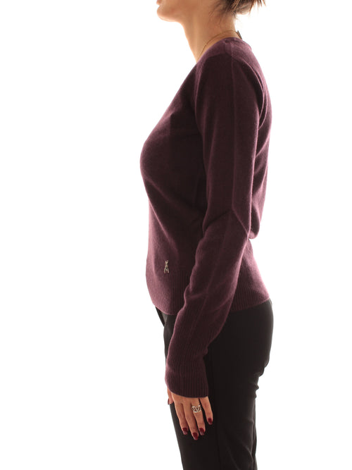 Patrizia Pepe maglia in cashmere con scollo a V da donna purple red