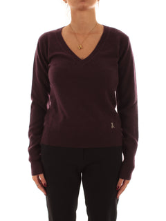 Patrizia Pepe maglia in cashmere con scollo a V da donna purple red