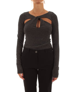 Patrizia pepe body in filato lurex da donna nero
