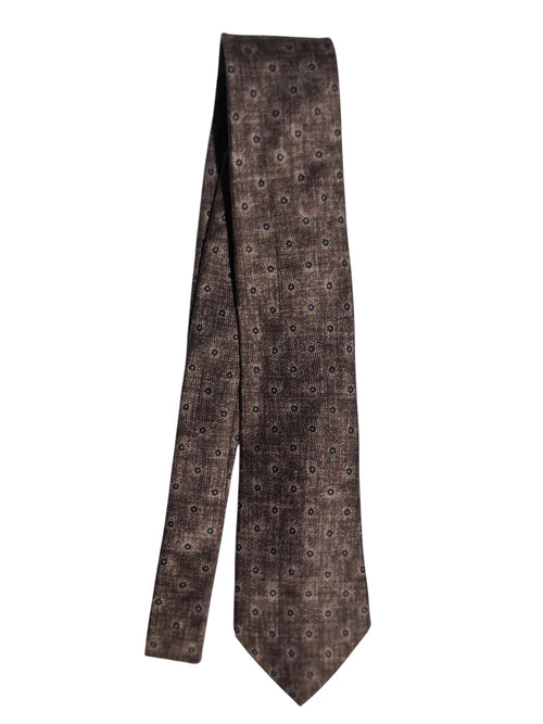 Rosi Collection cravatta da uomo in seta jacquard fondo marrone