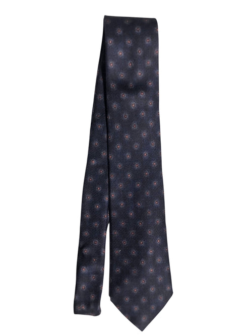 Rosi Collection cravatta da uomo in seta jacquard fondo navy blu