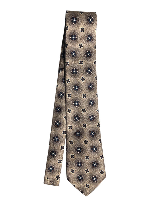 Rosi Collection cravatta da uomo in seta jacquard fondo tortora