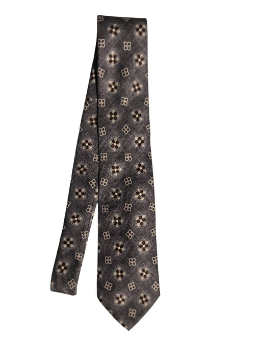 Rosi Collection cravatta da uomo in seta antracite a fantasia