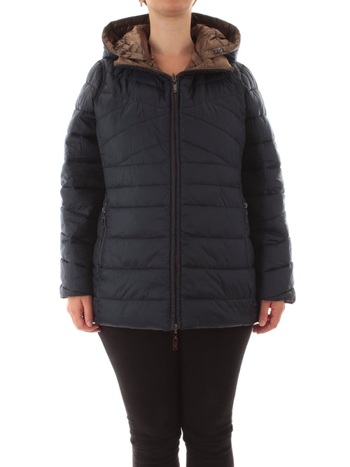 Luisa Viola piumino in nylon reversibile da donna marrone/blu