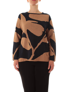 Luisa Viola maglia jacquard da donna blu/cammello