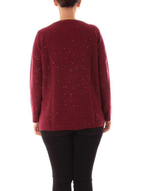 Luisa Viola maglia in full paillettes da donna burgundy