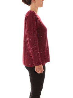 Luisa Viola maglia in full paillettes da donna burgundy