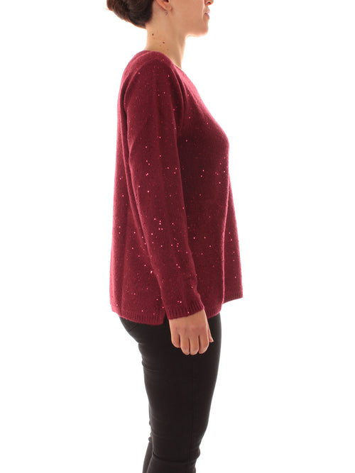 Luisa Viola maglia in full paillettes da donna burgundy