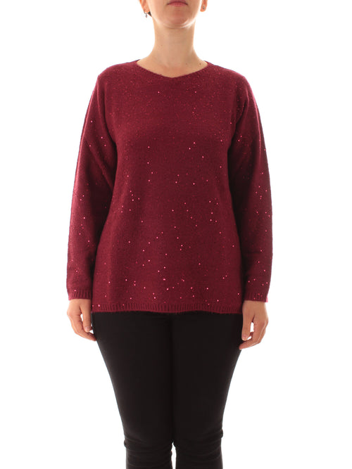 Luisa Viola maglia in full paillettes da donna burgundy