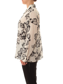Luisa Viola camicia in doppia georgette stampata da donna bianco