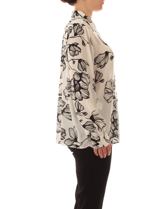 Luisa Viola camicia in doppia georgette stampata da donna bianco