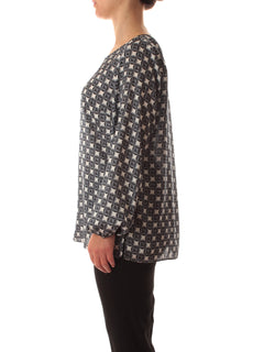 Luisa Viola blusa in satin stampato da donna blu