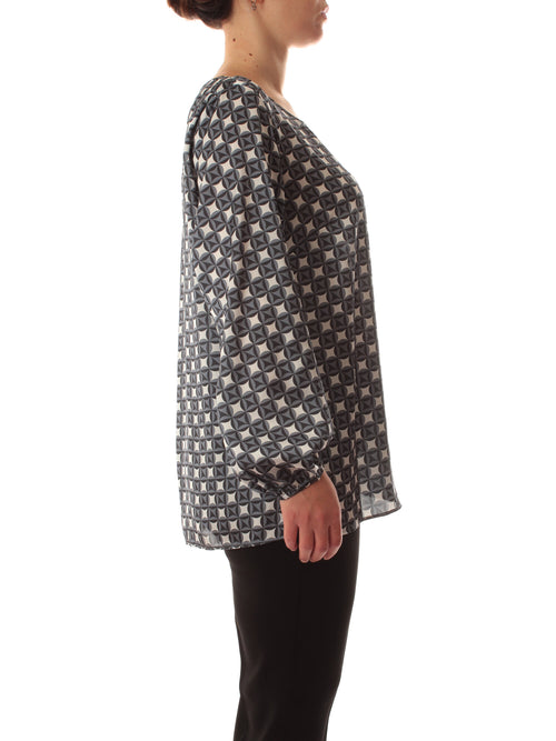 Luisa Viola blusa in satin stampato da donna blu