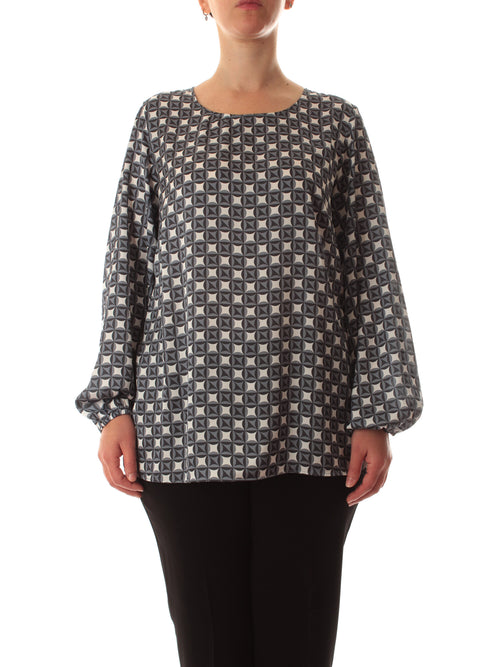 Luisa Viola blusa in satin stampato da donna blu