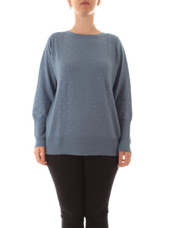 Luisa Viola maglia con strass da donna azzurro