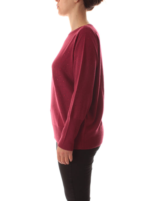 Luisa Viola maglia con strass da donna bordeaux