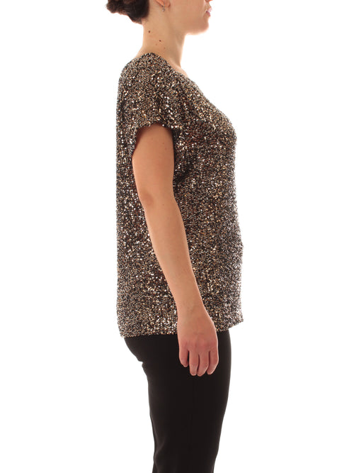 Luisa Viola blusa in full paillettes da donna oro