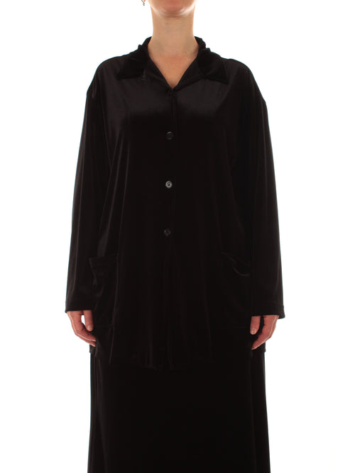 Luisa Viola giacca-camicia in velluto nero da donna