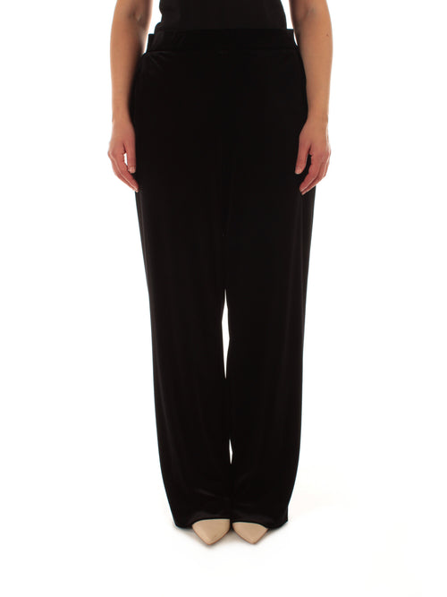 Luisa Viola pantaloni pull on in velluto nero da donna