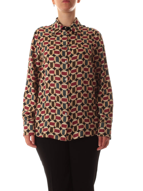 Elena Mirò camicia in viscosa stampata da donna bordeaux
