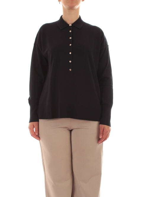 Elena Mirò maglia con colletto e bottoni da donna blu