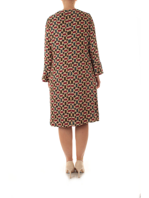 Elena Mirò abito dalla stampa geometrica da donna bordeaux