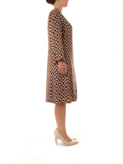 Elena Mirò abito dalla stampa geometrica da donna bordeaux