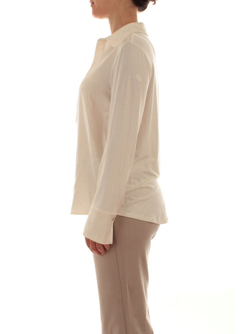 Elena Mirò t-shirt polo in due tessuti da donna panna