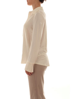 Elena Mirò t-shirt polo in due tessuti da donna panna