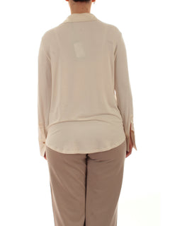 Elena Mirò t-shirt polo in due tessuti da donna panna