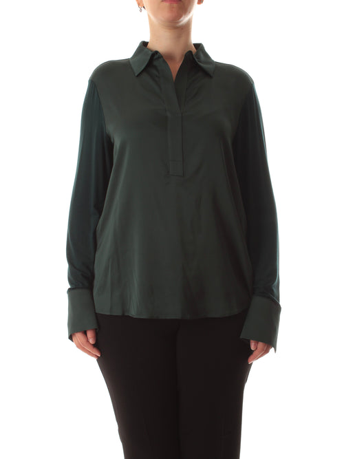 Elena Mirò t-shirt polo in due tessuti da donna petrolio