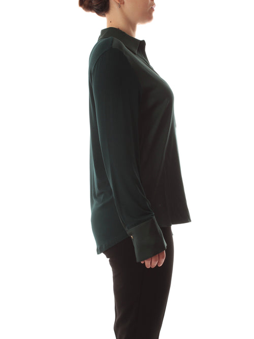 Elena Mirò t-shirt polo in due tessuti da donna petrolio