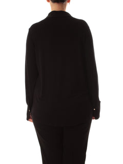 Elena Mirò t-shirt polo in due tessuti da donna nero