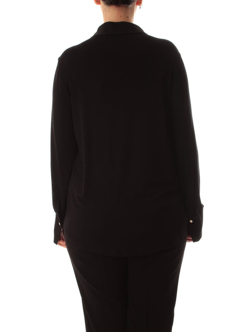 Elena Mirò t-shirt polo in due tessuti da donna nero