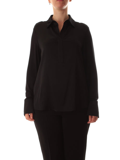 Elena Mirò t-shirt polo in due tessuti da donna nero