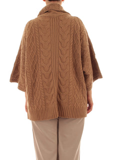 Elena Mirò cardigan a trecce in lana da donna marrone