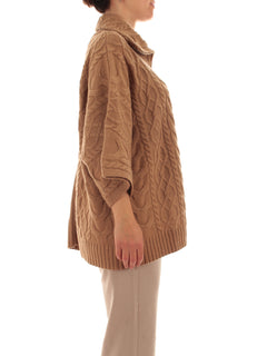Elena Mirò cardigan a trecce in lana da donna marrone